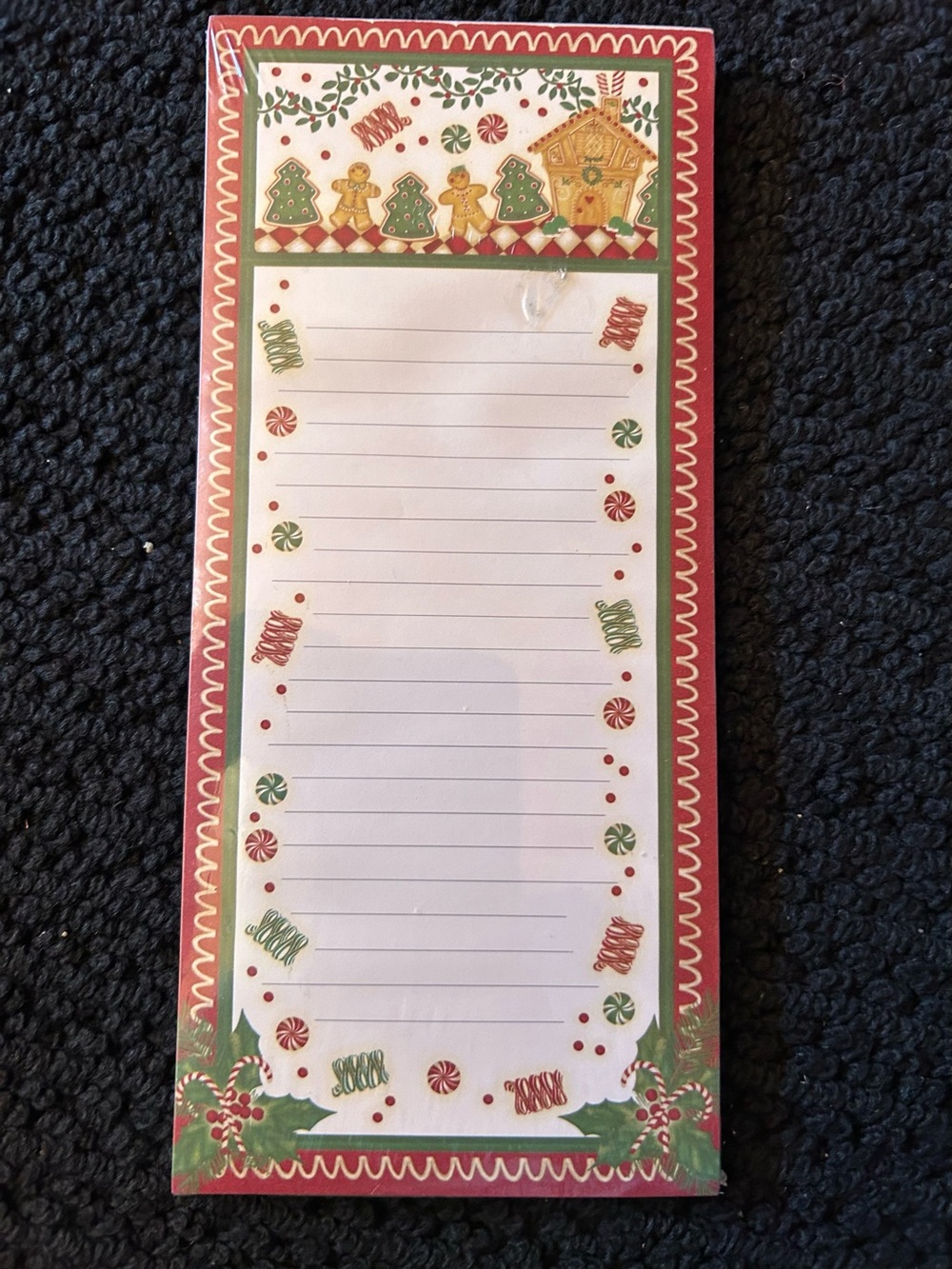 Holiday Gingerbread Magnet Notepad - Red Festive Grocery List